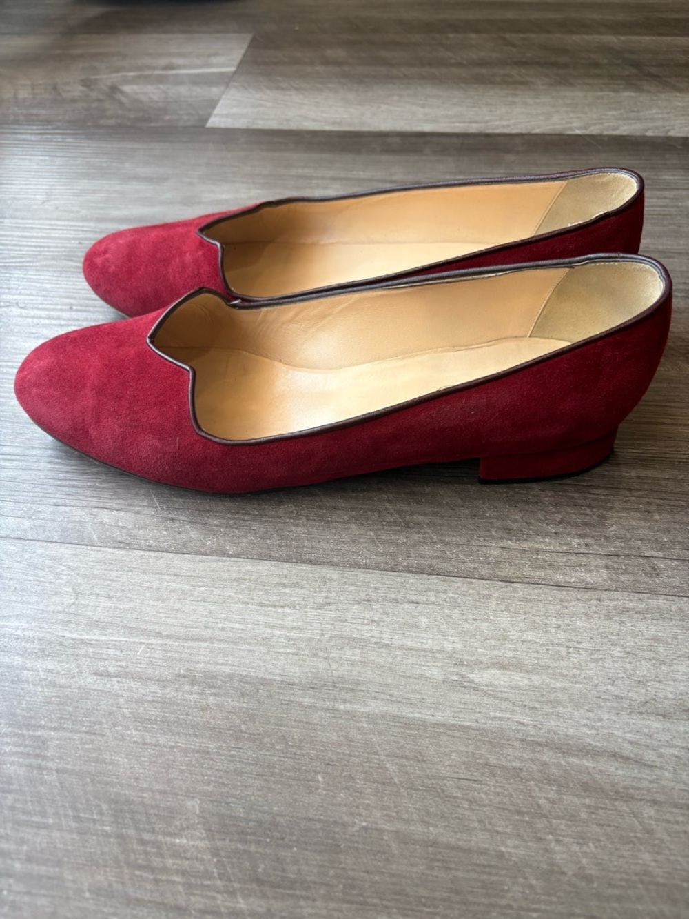 RARE Delage Paris Burgundy Suede Smoking Slippers Flats Made in France EU 40/9 - Picture 2 of 8